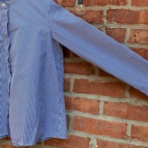 Muji Collarless Swing Shirt (Size S) Blue & White